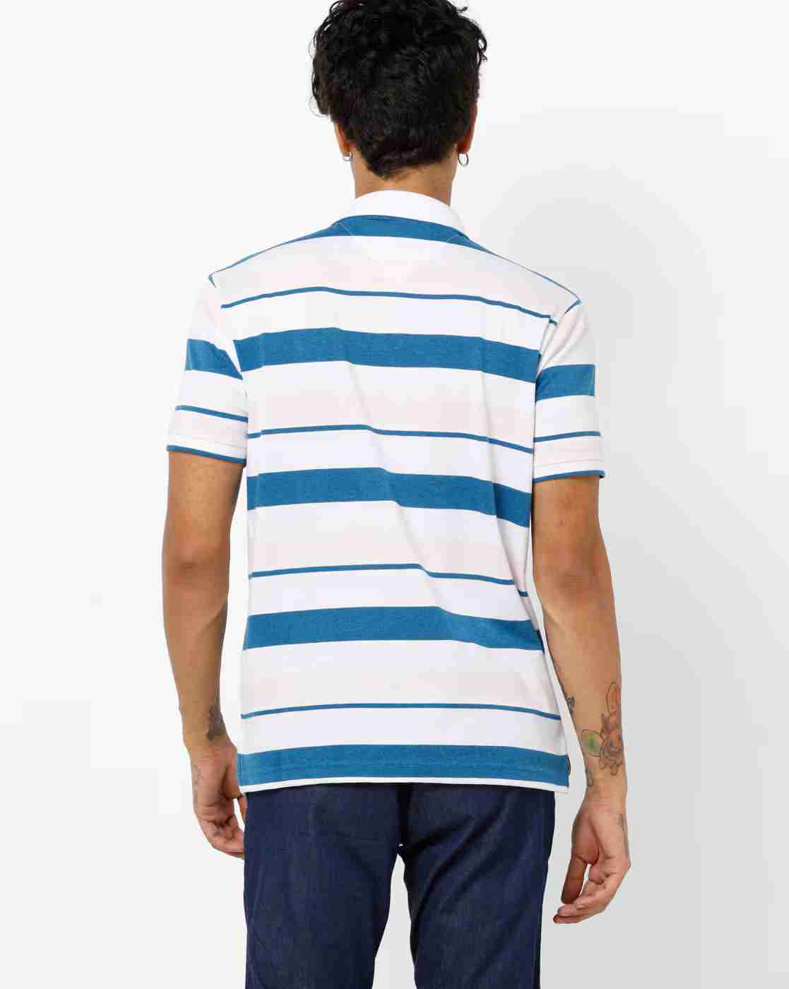 DUKE | Striped Polo T-shirt with Patch Pocket|2