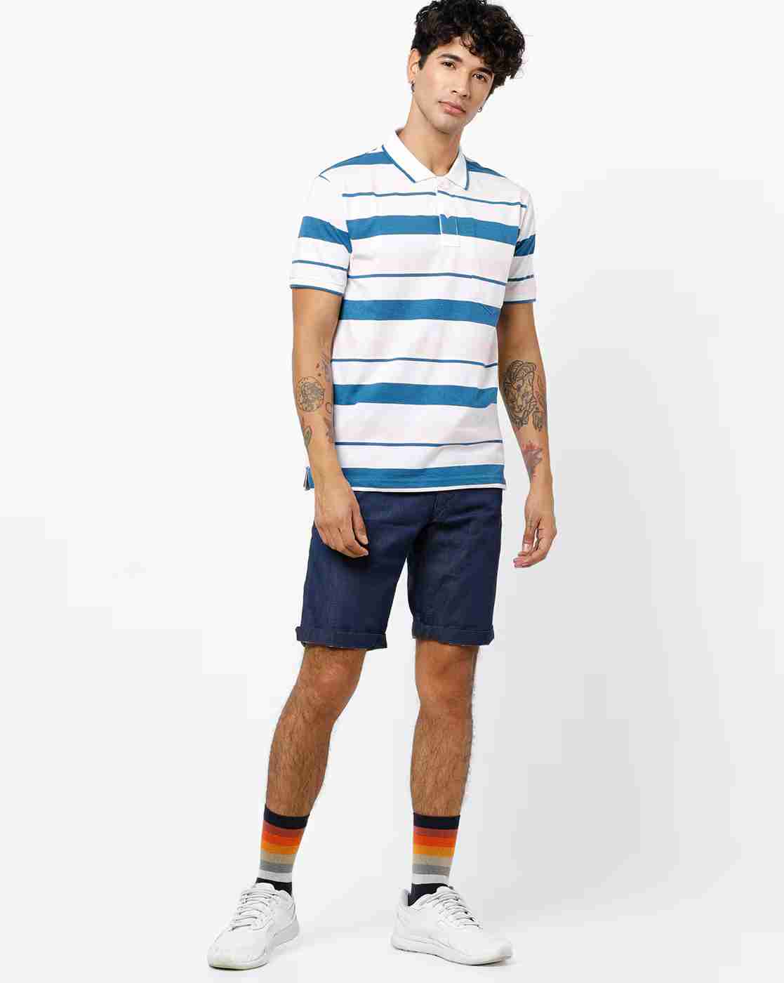 DUKE | Striped Polo T-shirt with Patch Pocket|3