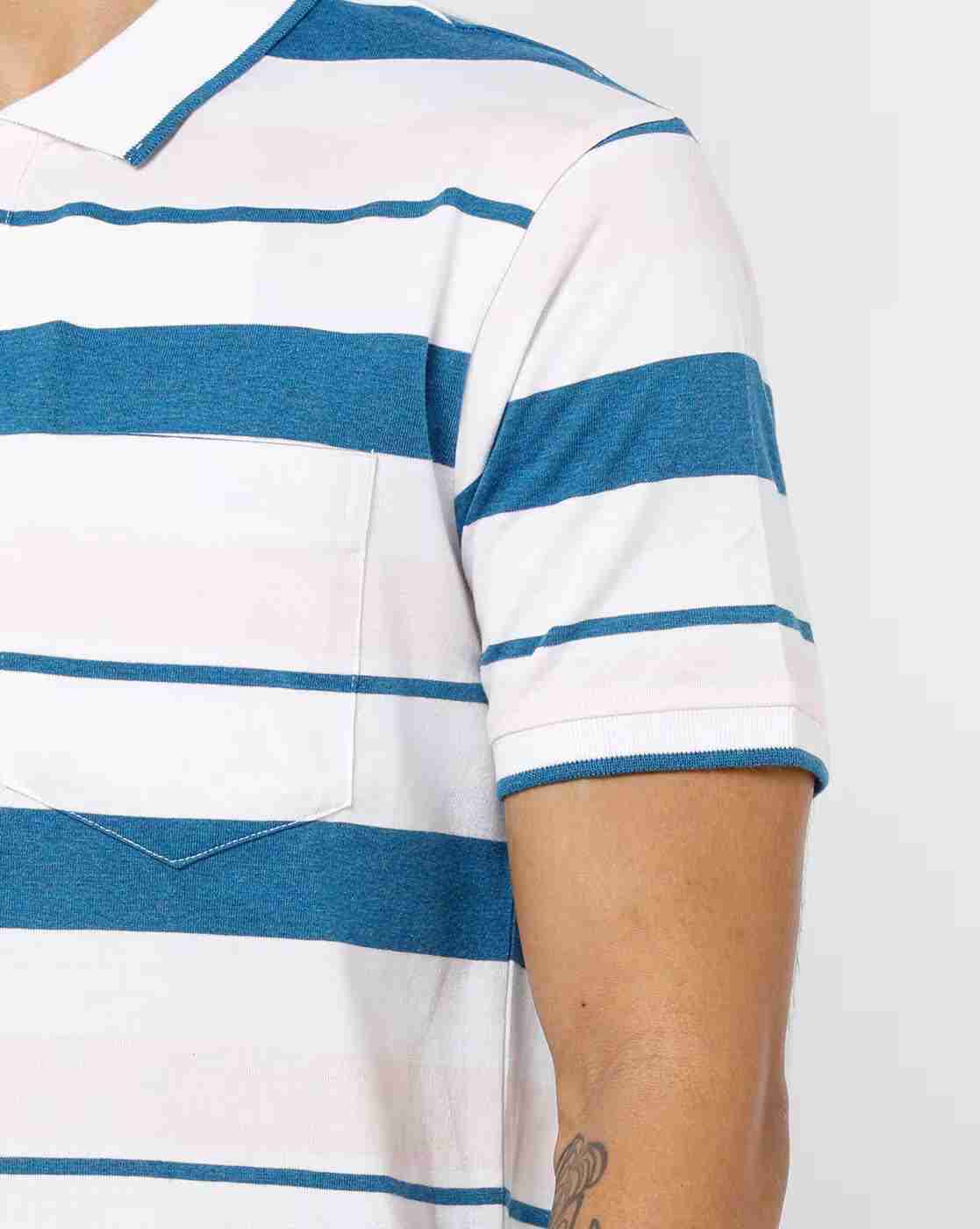 DUKE | Striped Polo T-shirt with Patch Pocket|5