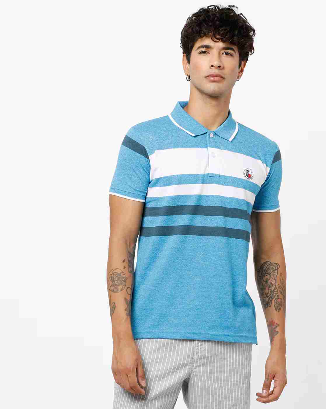DUKE | Slim Fit Striped Polo T-shirt|0