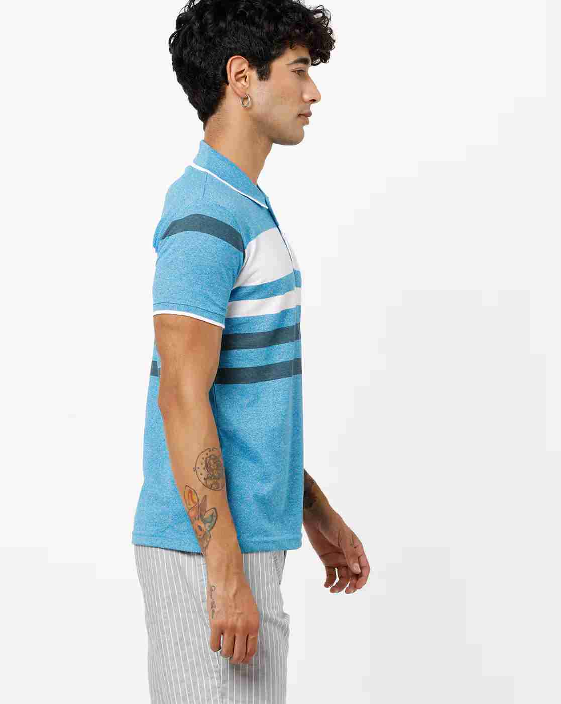 DUKE | Slim Fit Striped Polo T-shirt|1