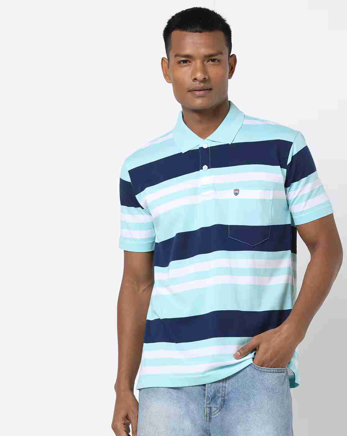 Striped Polo T-shirt with Patch Pocket