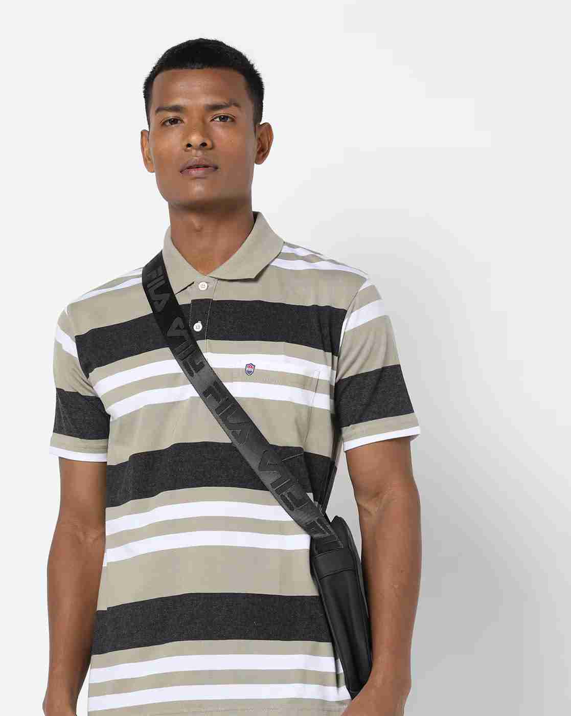 DUKE | Striped Polo T-shirt with Patch Pocket|0