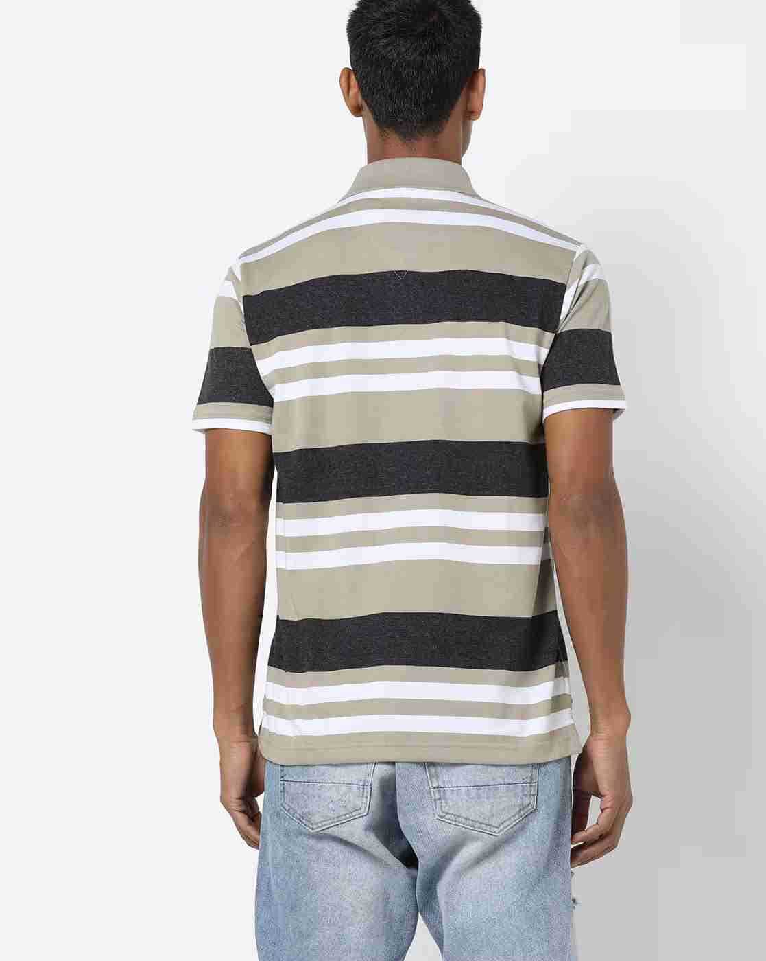 DUKE | Striped Polo T-shirt with Patch Pocket|1