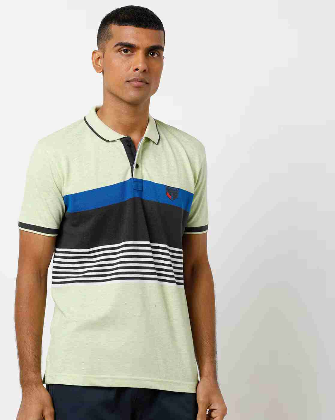 Colourblock Striped Polo T-shirt