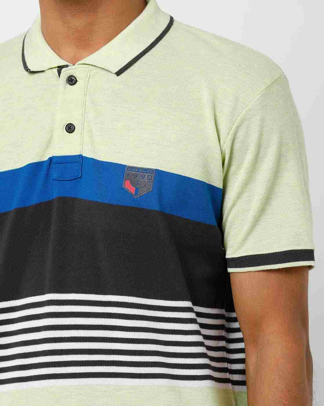 DUKE | Colourblock Striped Polo T-shirt|2