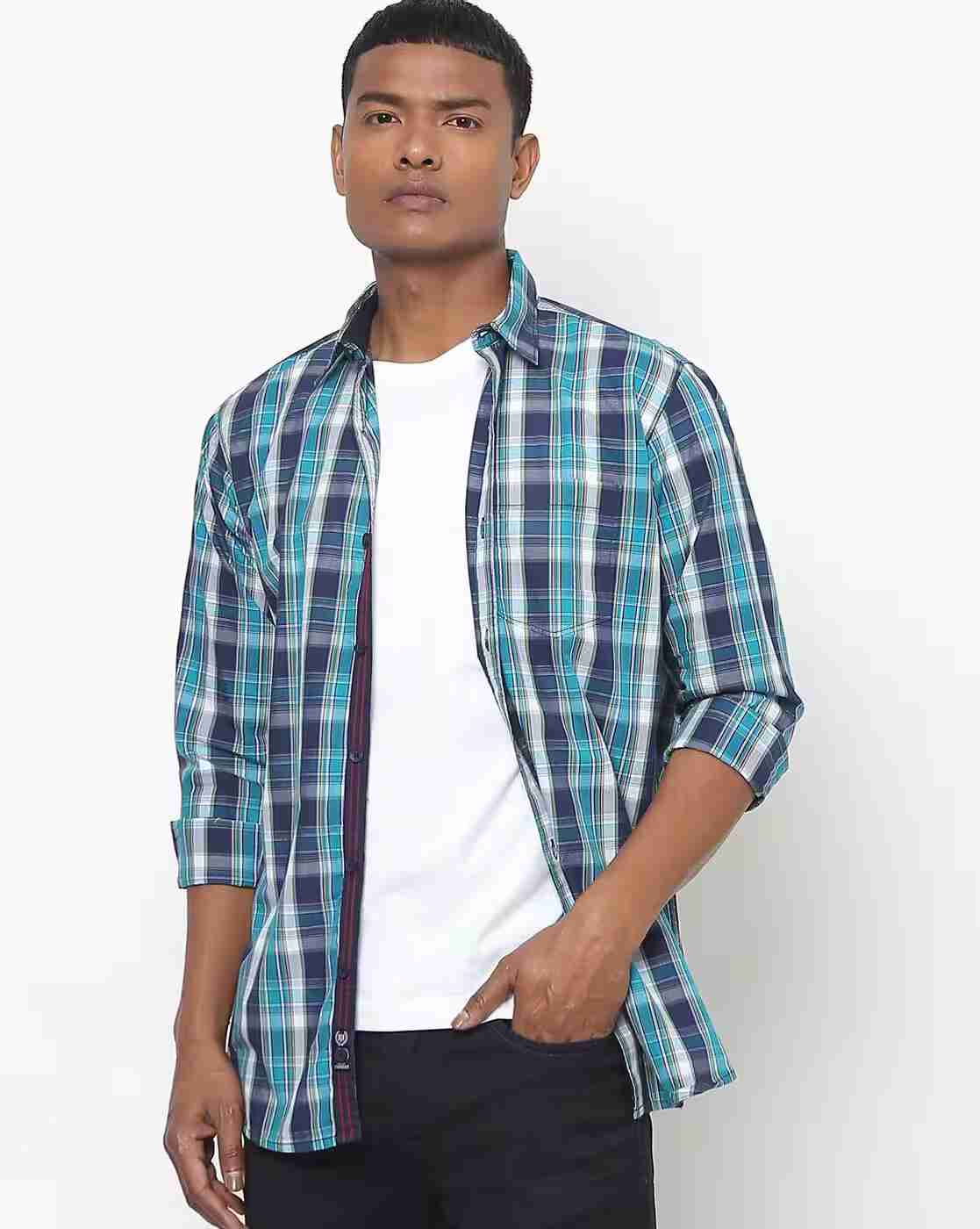 DUKE | Checked Slim Fit Shirt with Patch Pocket|0