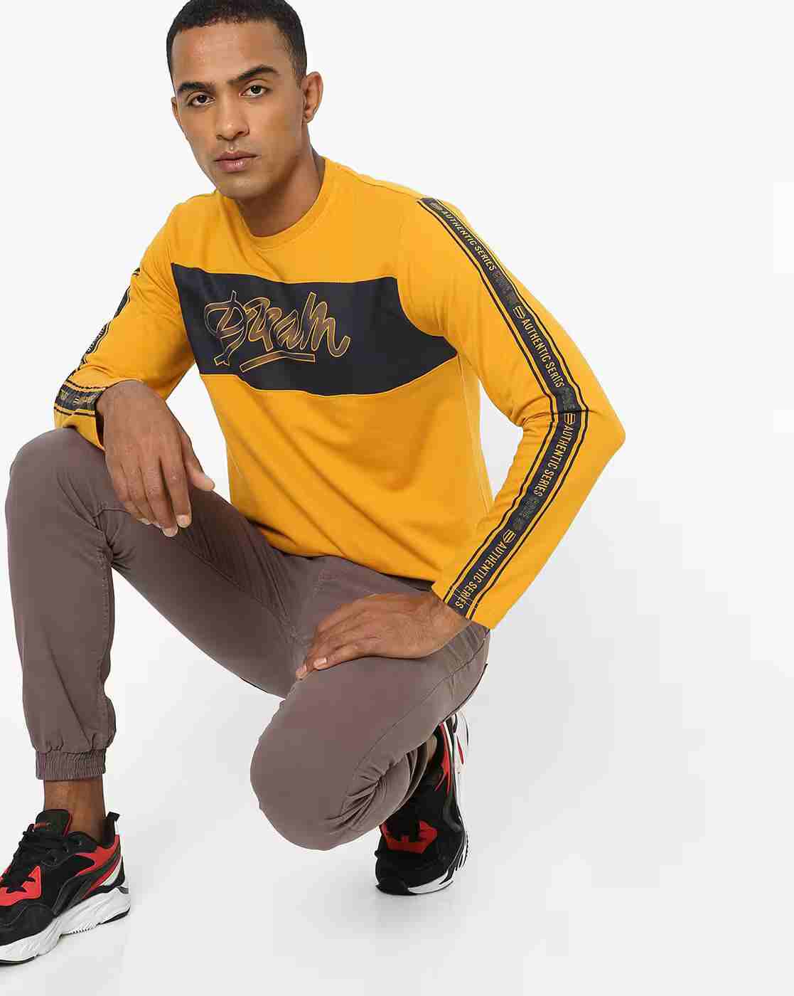 Colourblock Crew-Neck T-shirt with Contrast Taping