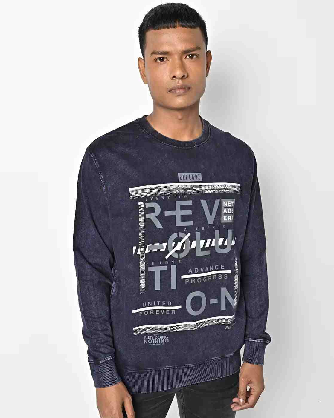 Typographic Print Crew-Neck Sweatshirt
