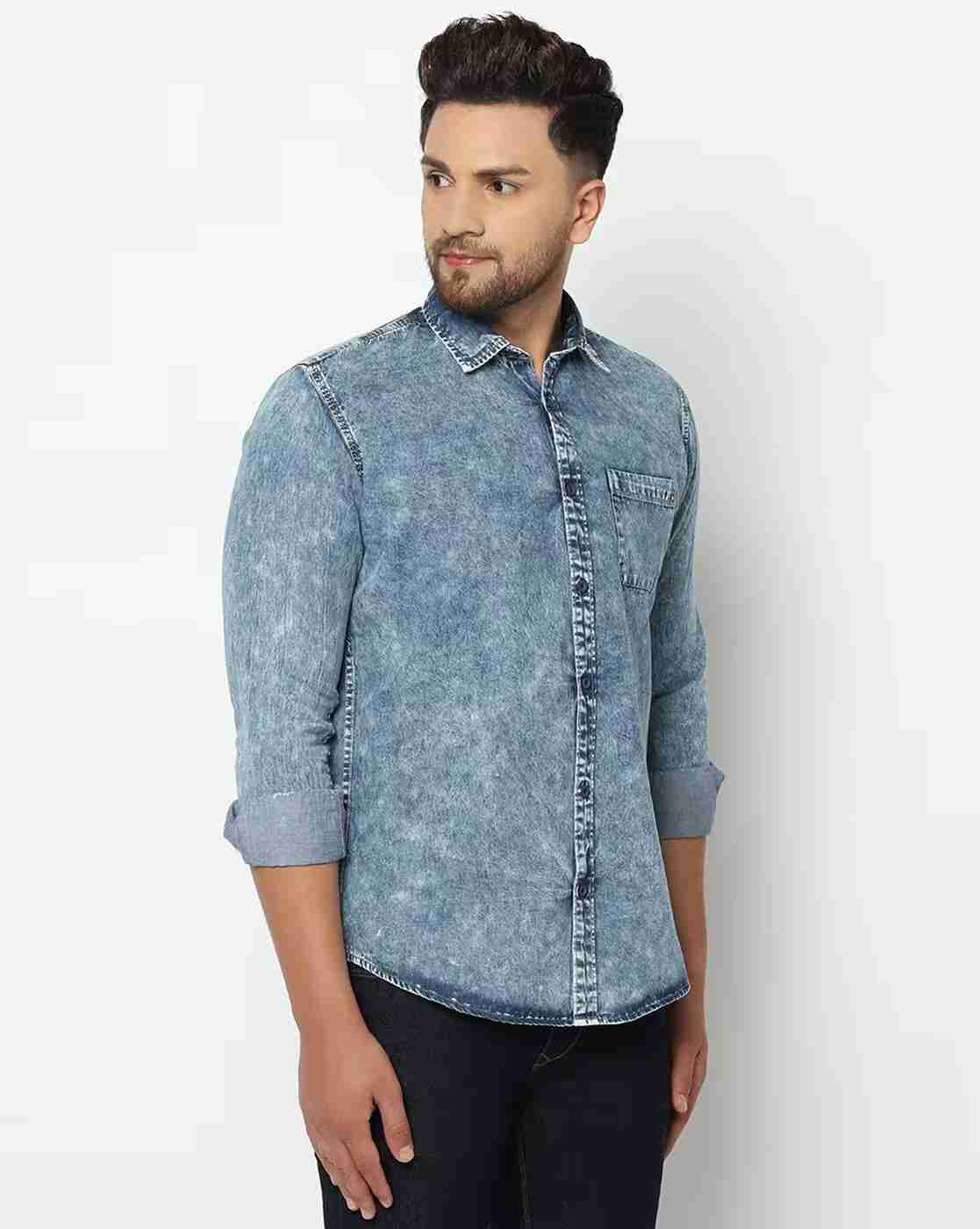 DUKE | Washed Slim Fit Shirt with Patch Pocket|1