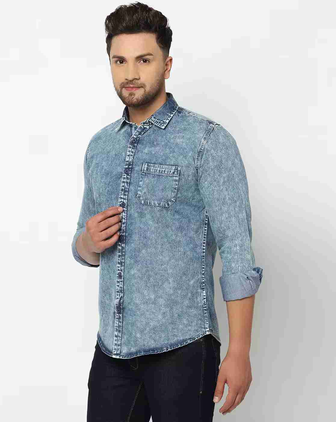 DUKE | Washed Slim Fit Shirt with Patch Pocket|2