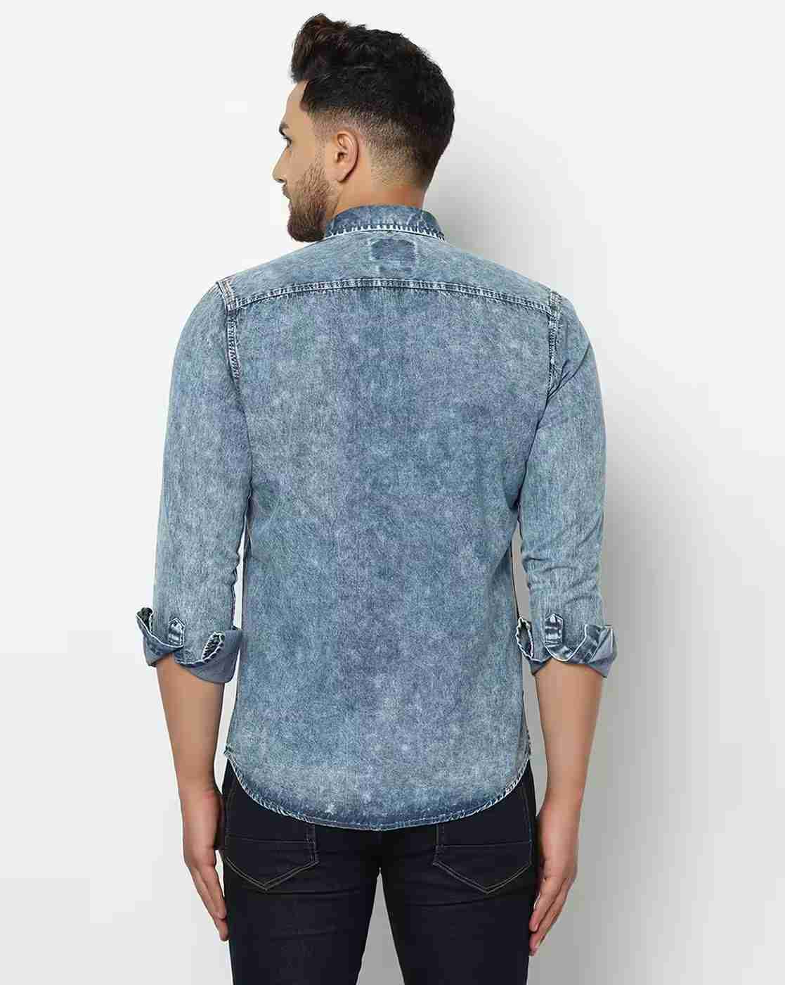 DUKE | Washed Slim Fit Shirt with Patch Pocket|3