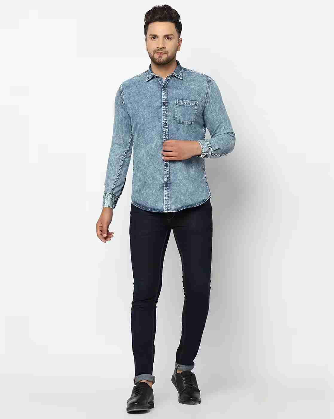 DUKE | Washed Slim Fit Shirt with Patch Pocket|4