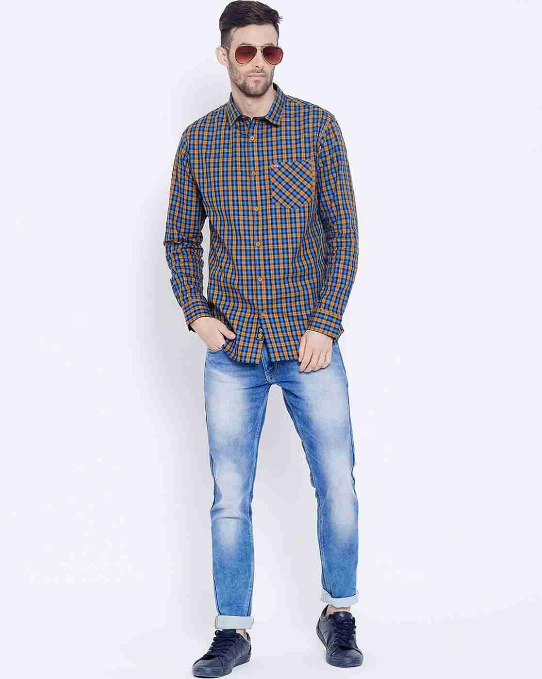 DUKE | Checked Slim Fit Shirt with Patch Pocket|4