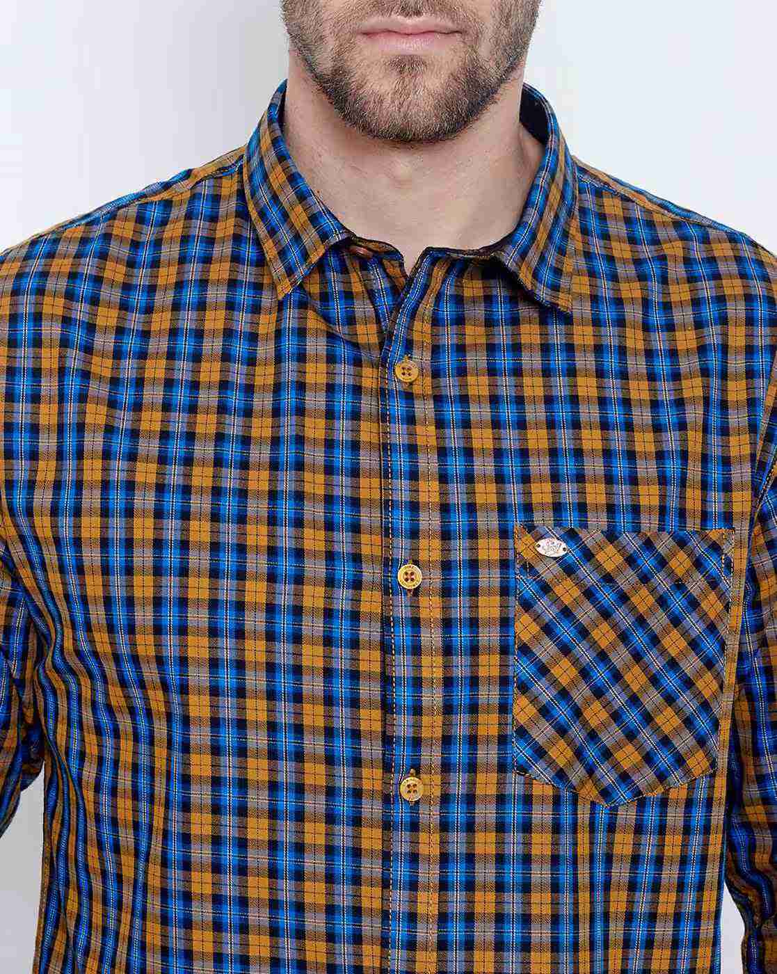 DUKE | Checked Slim Fit Shirt with Patch Pocket|5