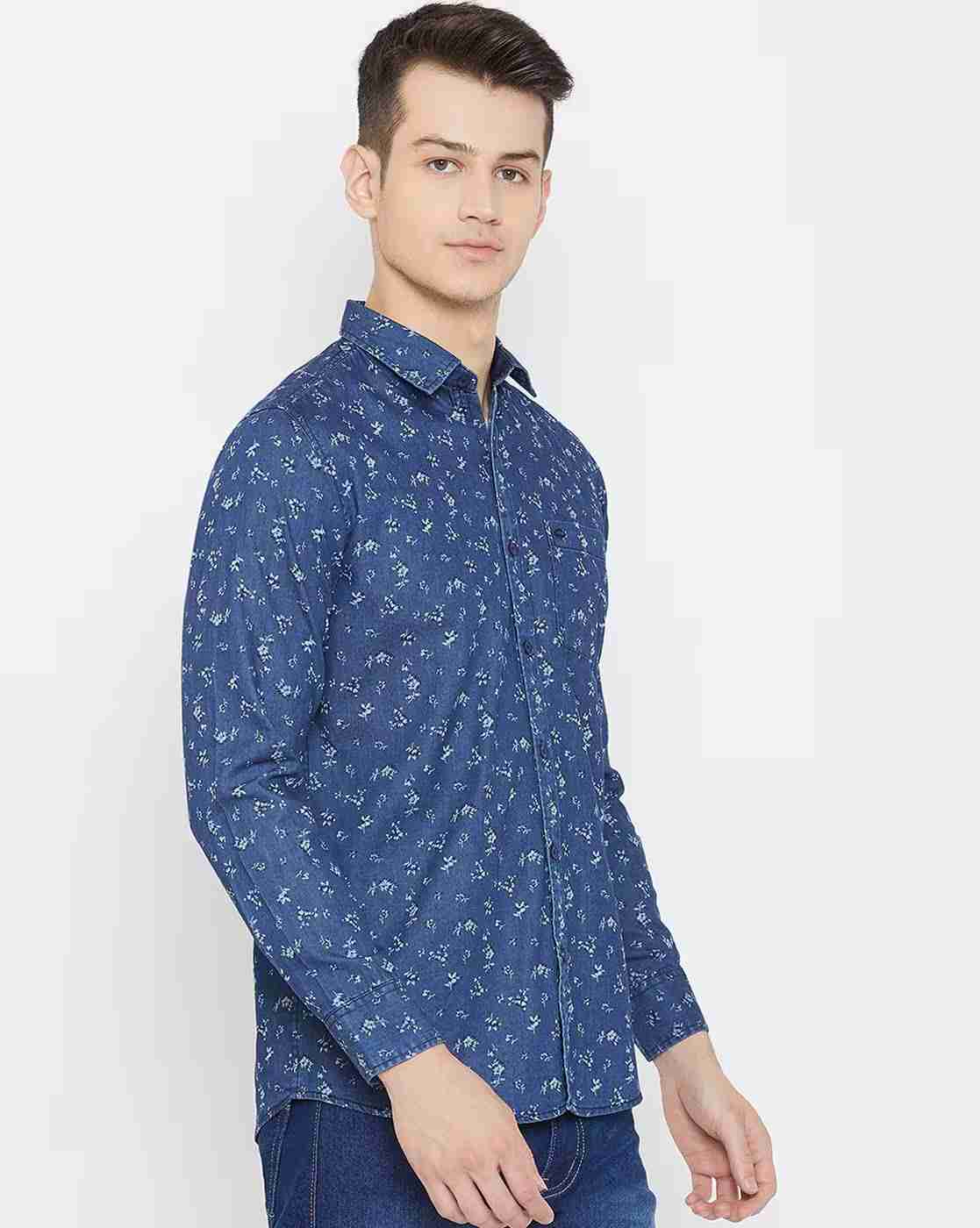 DUKE | Men Floral Print Slim Fit Shirt with Patch Pocket|2