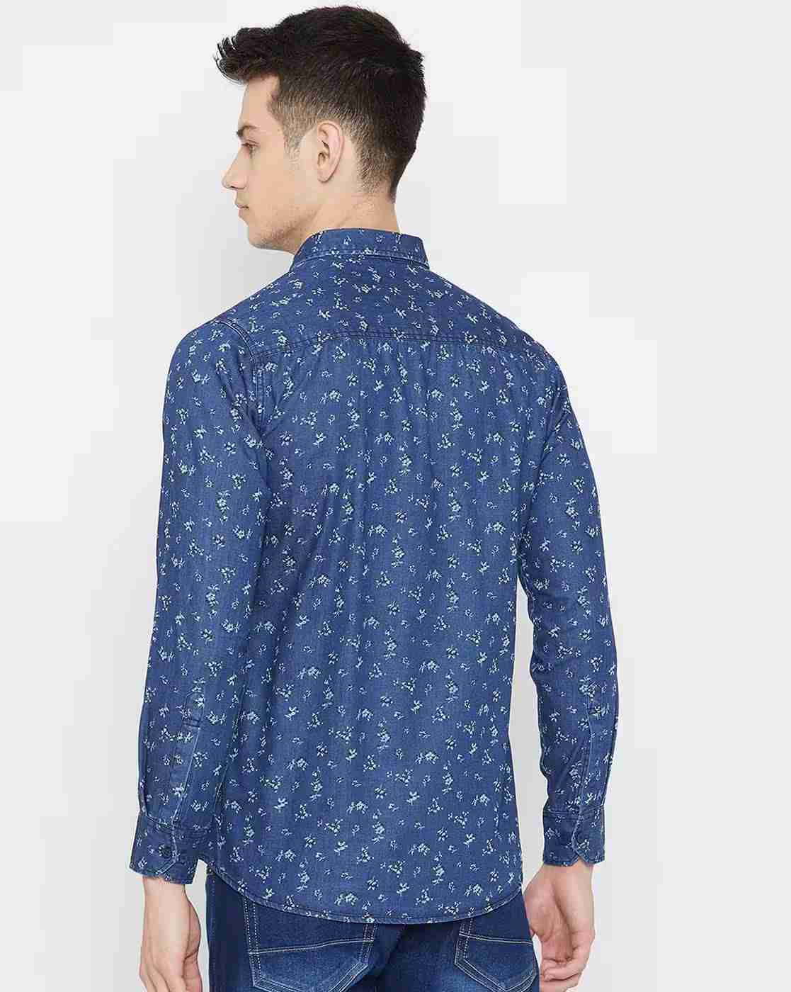 DUKE | Men Floral Print Slim Fit Shirt with Patch Pocket|3