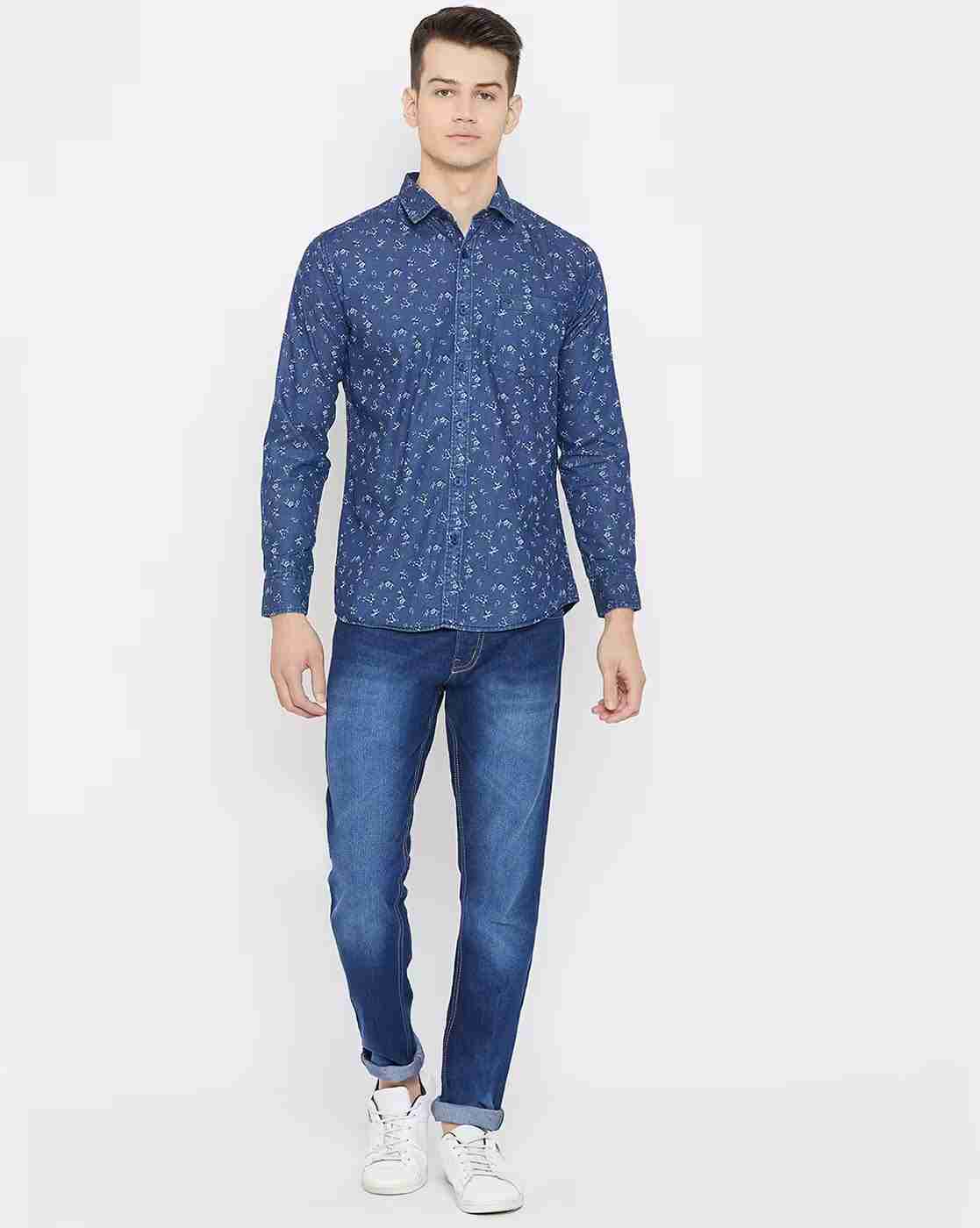 DUKE | Men Floral Print Slim Fit Shirt with Patch Pocket|4