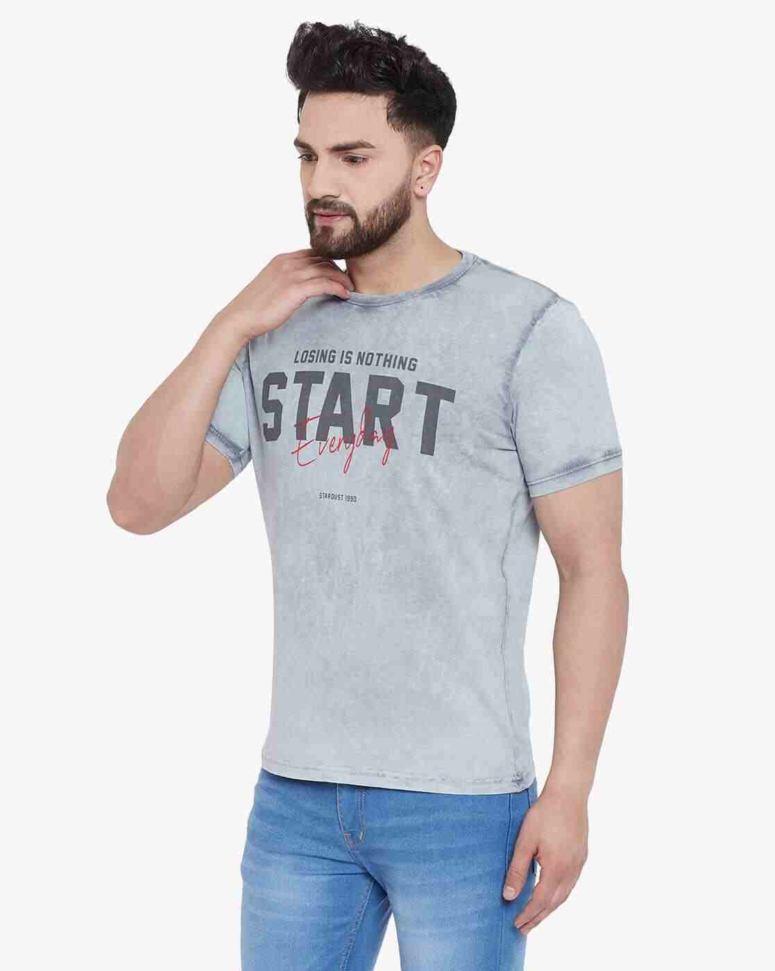 DUKE | Slim Fit Typographic Print Crew-Neck T-shirt|1