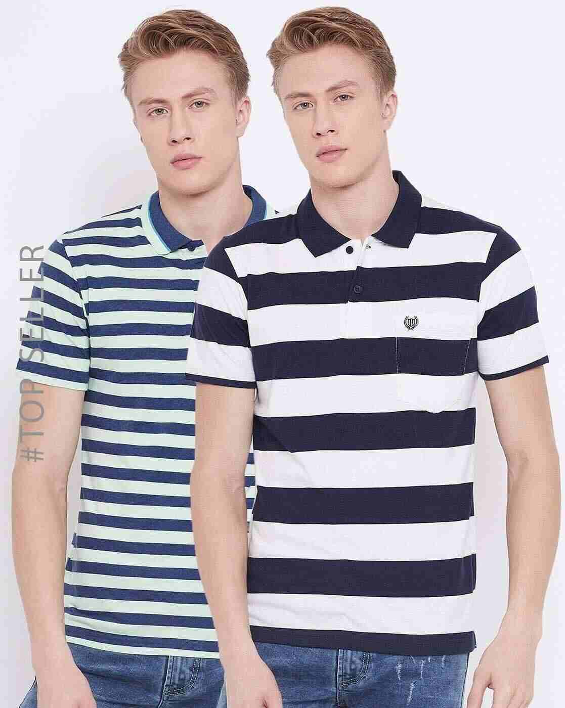 Pack of 2 Striped Polo T-shirts