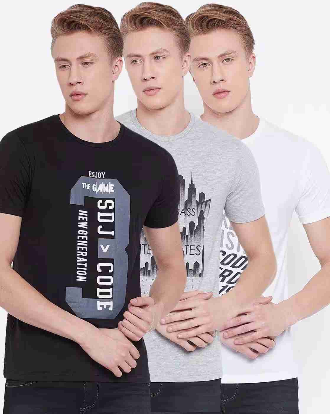 Pack of 3 Graphic Print Crew-Neck T-shirts