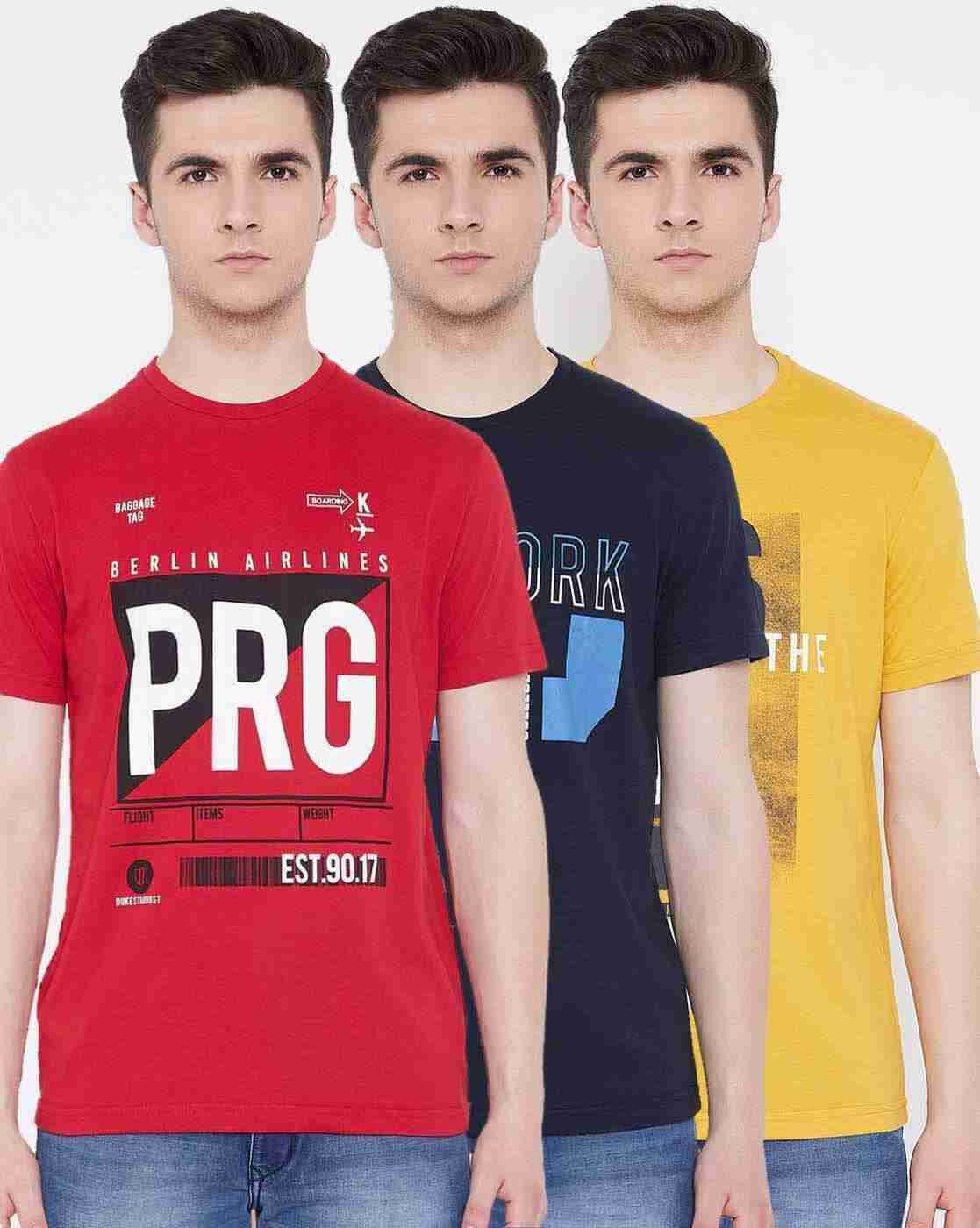 Pack of 3 Graphic Print Crew-Neck T-shirts