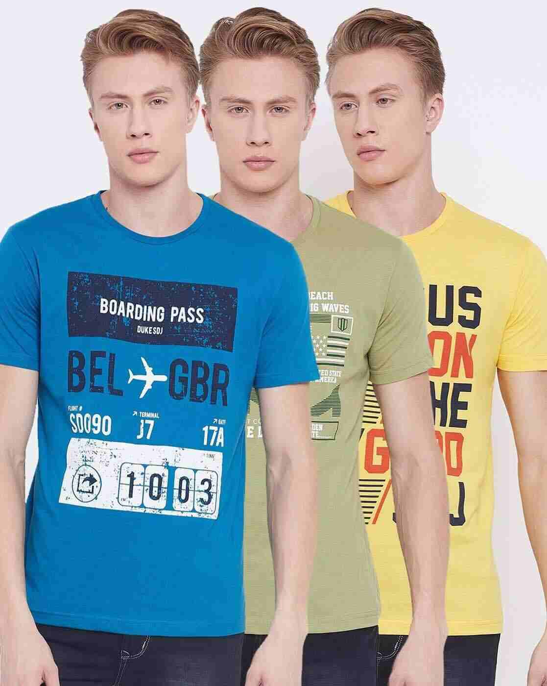 Pack of 3 Graphic Print Crew-Neck T-shirts