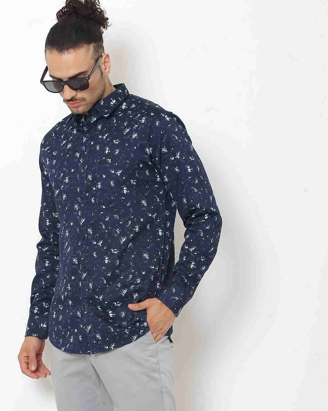 DUKE | Floral Print Slim Fit Shirt with Patch Pocket|0