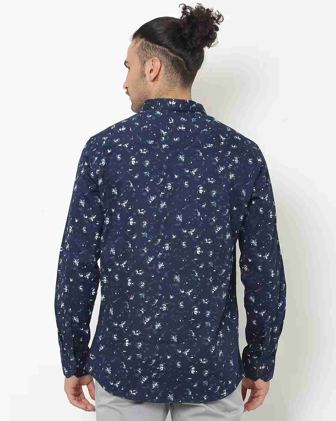 DUKE | Floral Print Slim Fit Shirt with Patch Pocket|1