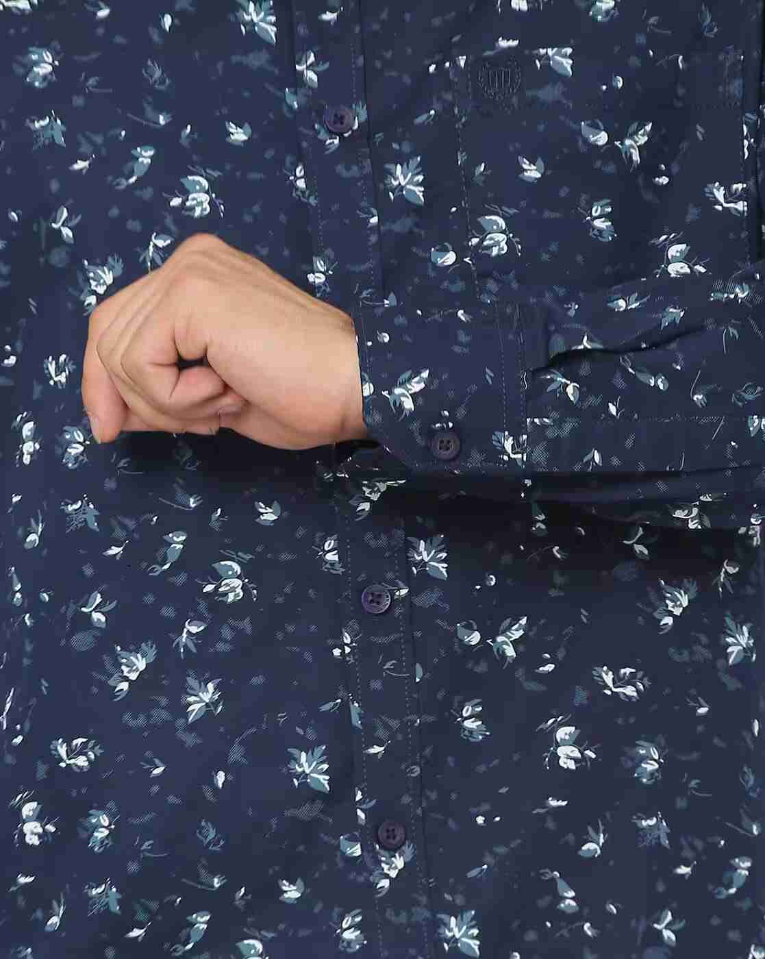 DUKE | Floral Print Slim Fit Shirt with Patch Pocket|2