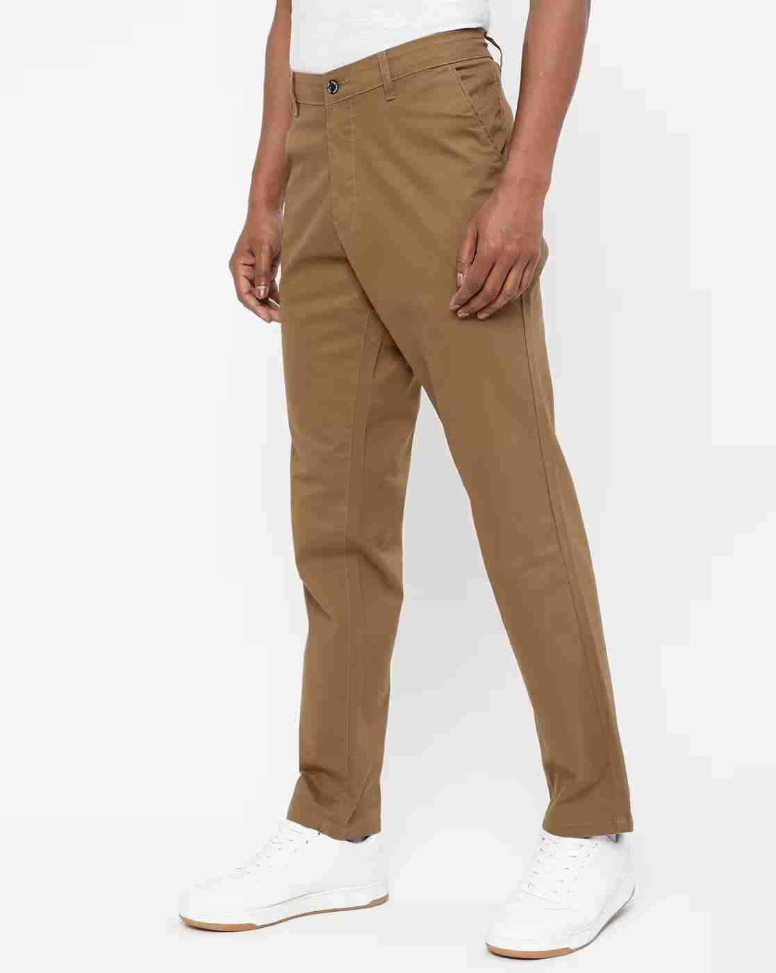Men Flat-Front Chinos With Insert Pockets