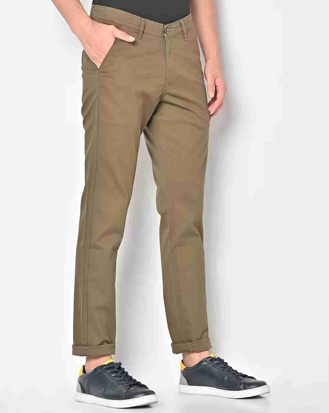 Men Flat-Front Chinos With Insert Pockets