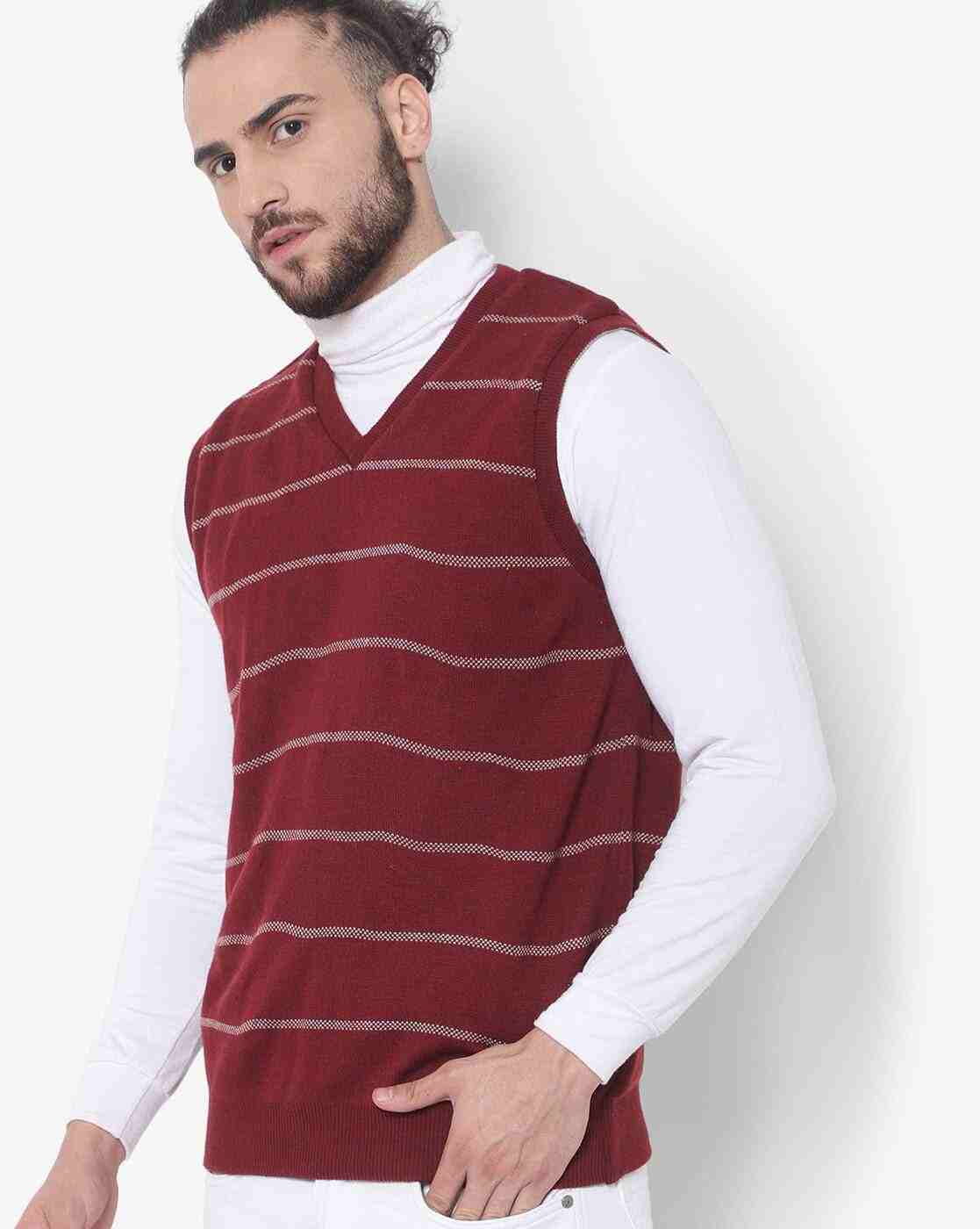 DUKE | Striped Slim Fit V-neck Sweater|0