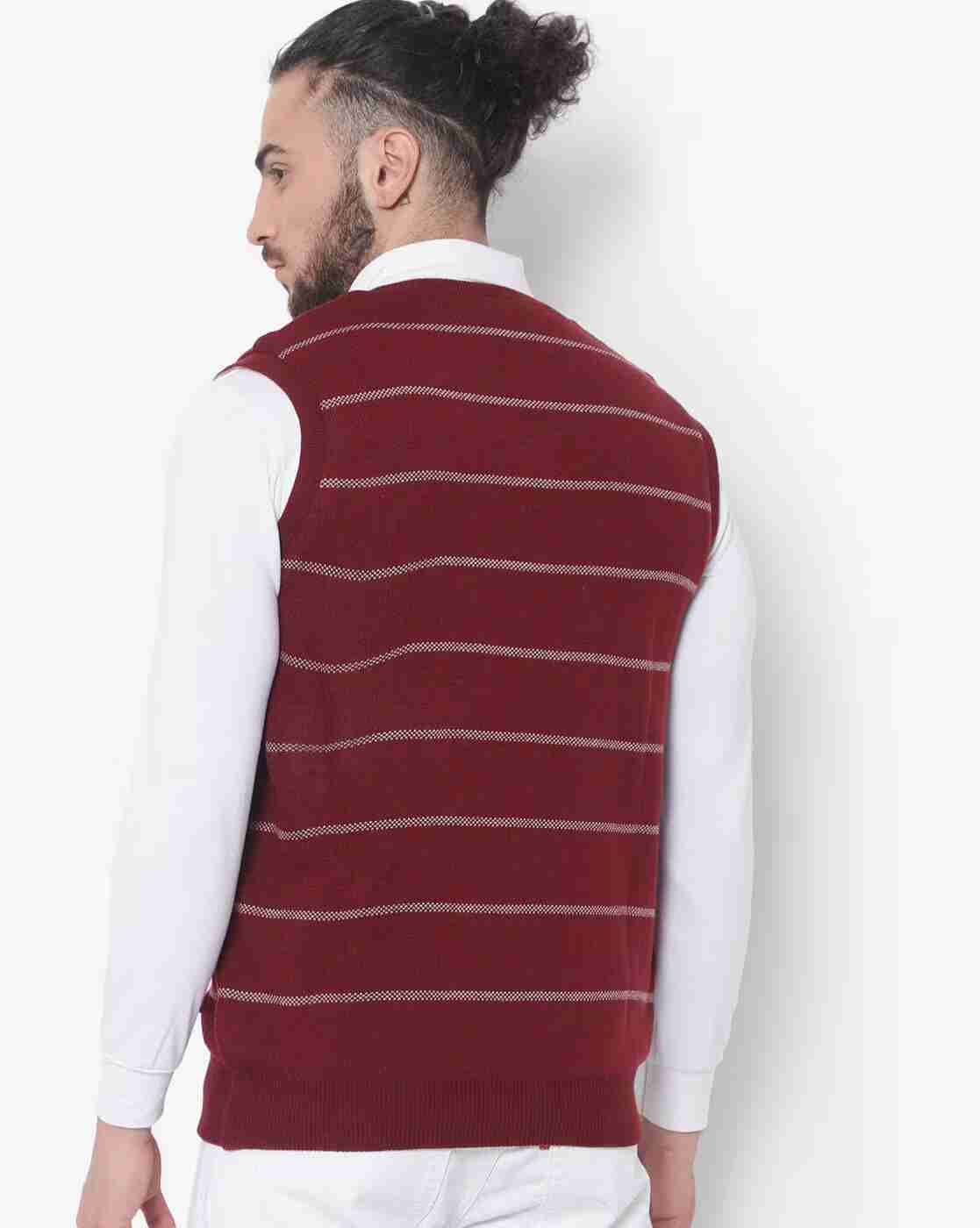 DUKE | Striped Slim Fit V-neck Sweater|1