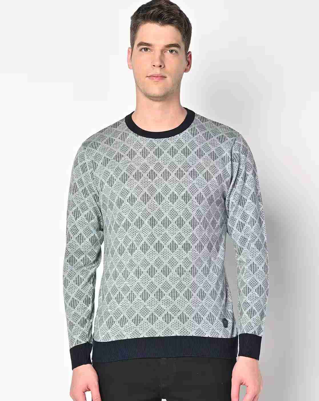 DUKE | Geometric-Knit Pullover with Contrast Hems|1
