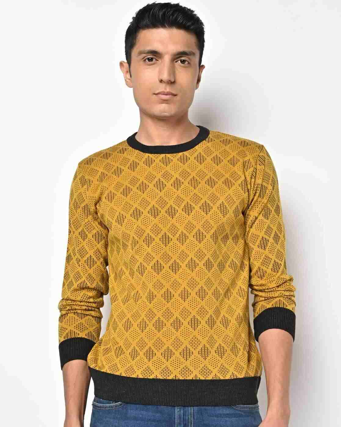 Geometric Print Round-Neck Pullover
