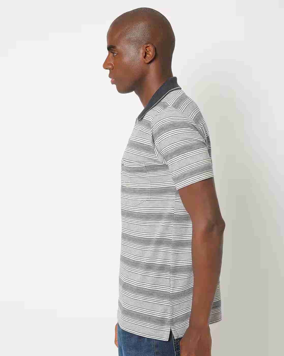 DUKE | Striped Polo T-shirt with Patch Pocket|1