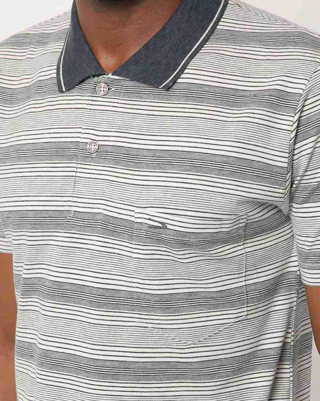 DUKE | Striped Polo T-shirt with Patch Pocket|3