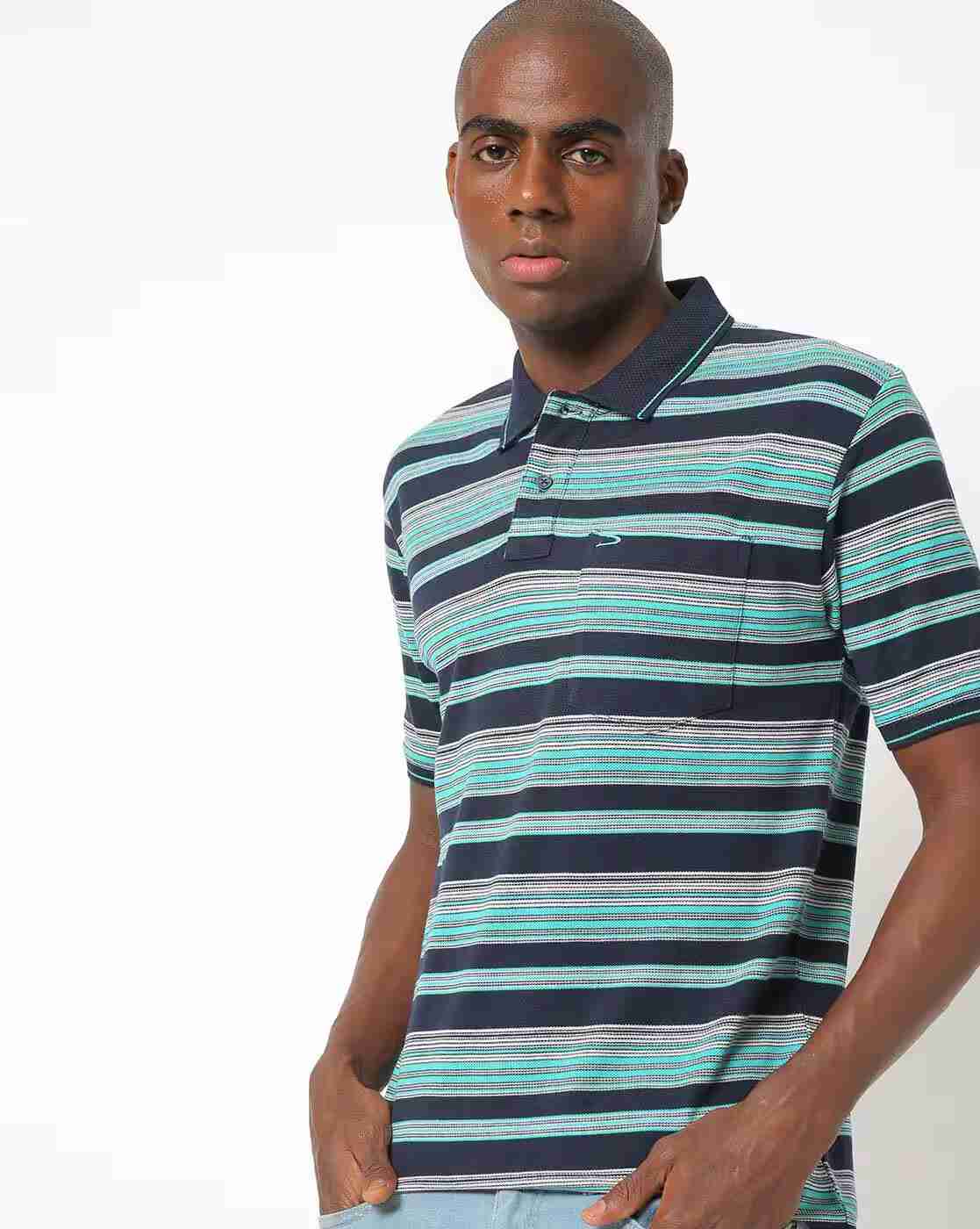 DUKE | Striped Polo T-shirt with Patch Pocket|0