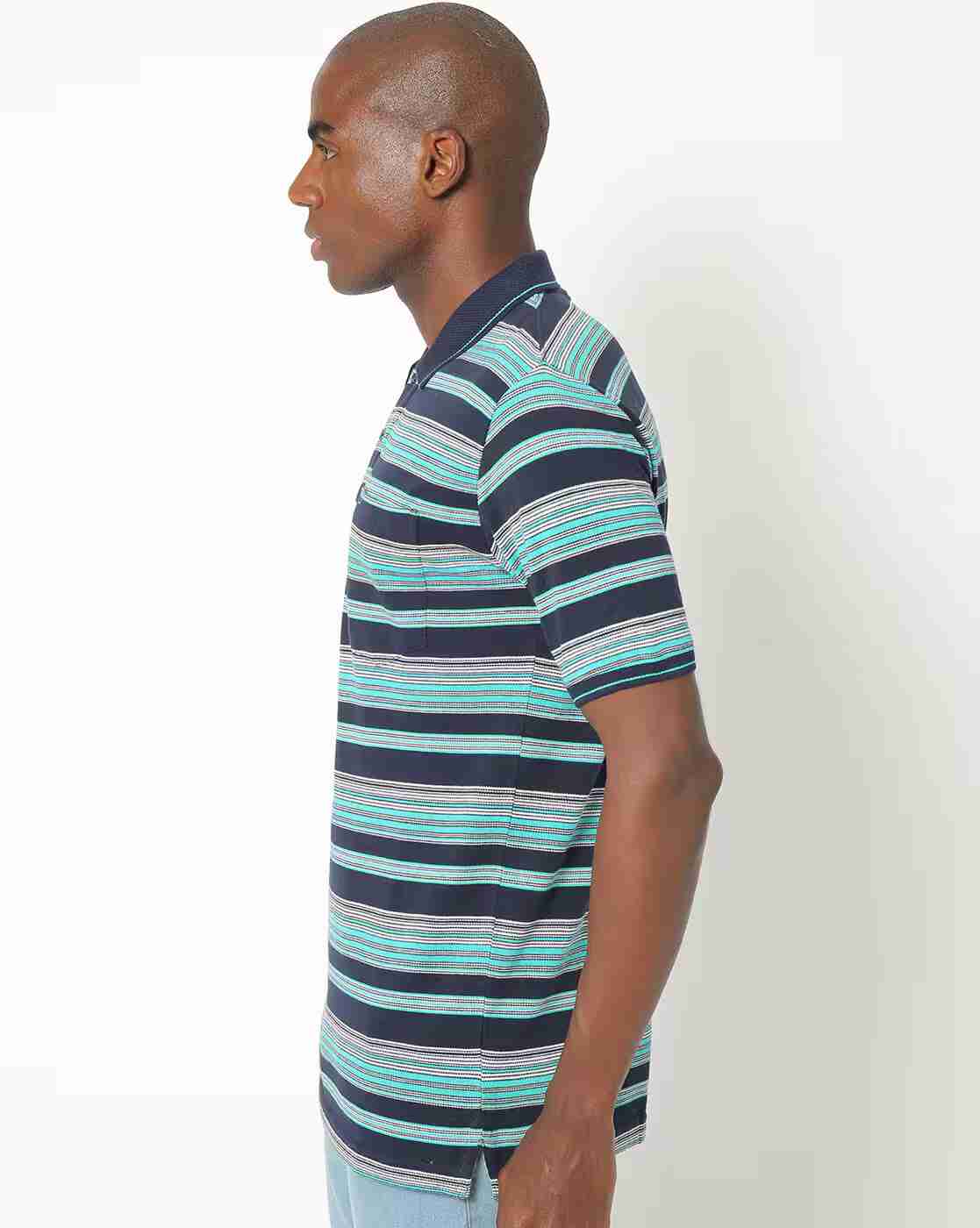 DUKE | Striped Polo T-shirt with Patch Pocket|1
