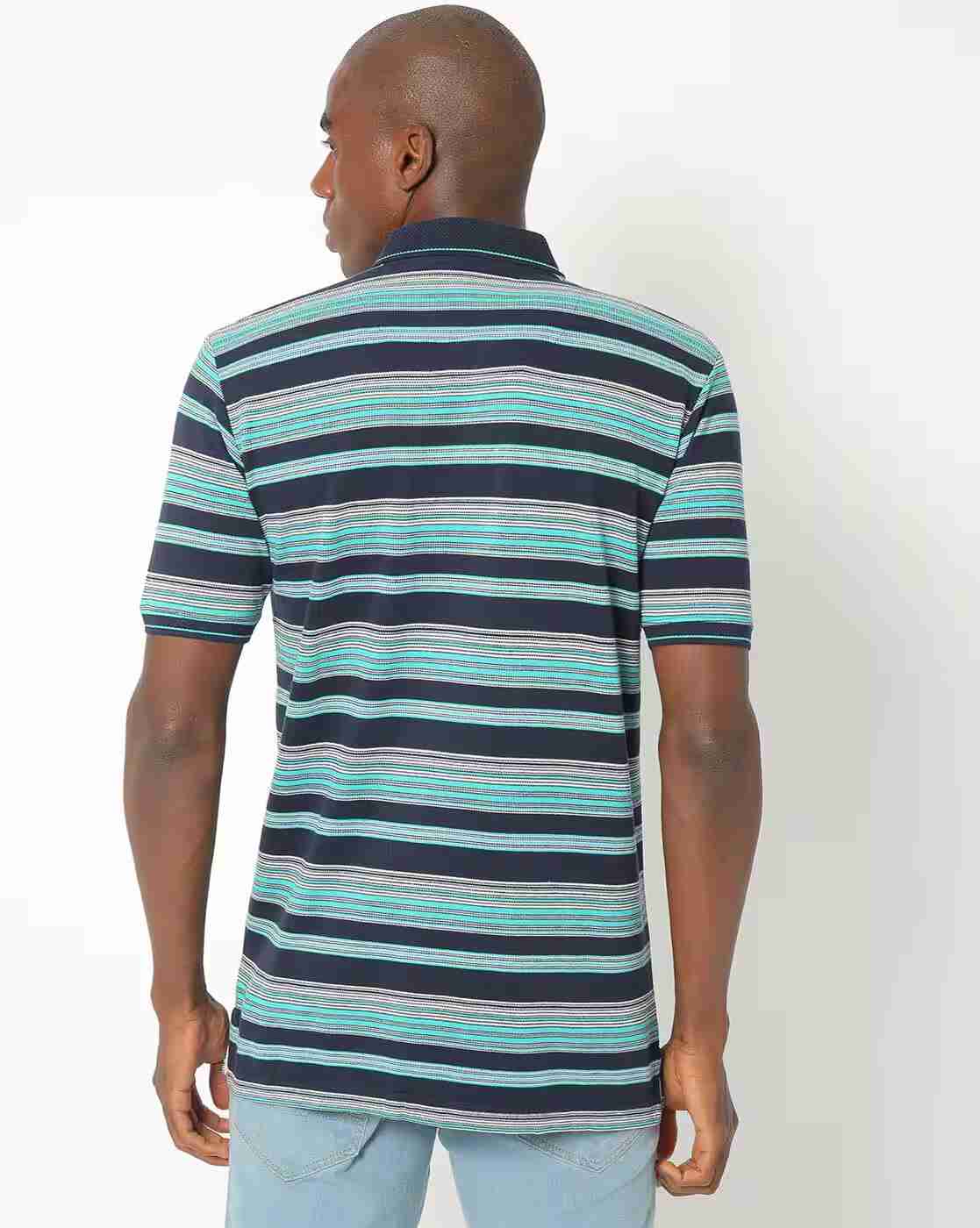 DUKE | Striped Polo T-shirt with Patch Pocket|2