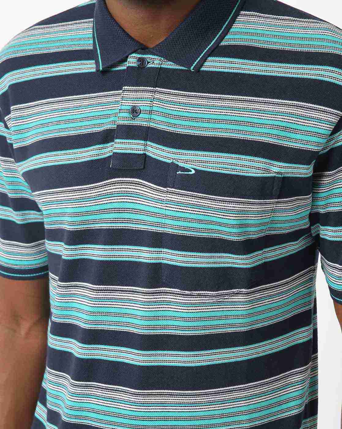 DUKE | Striped Polo T-shirt with Patch Pocket|3