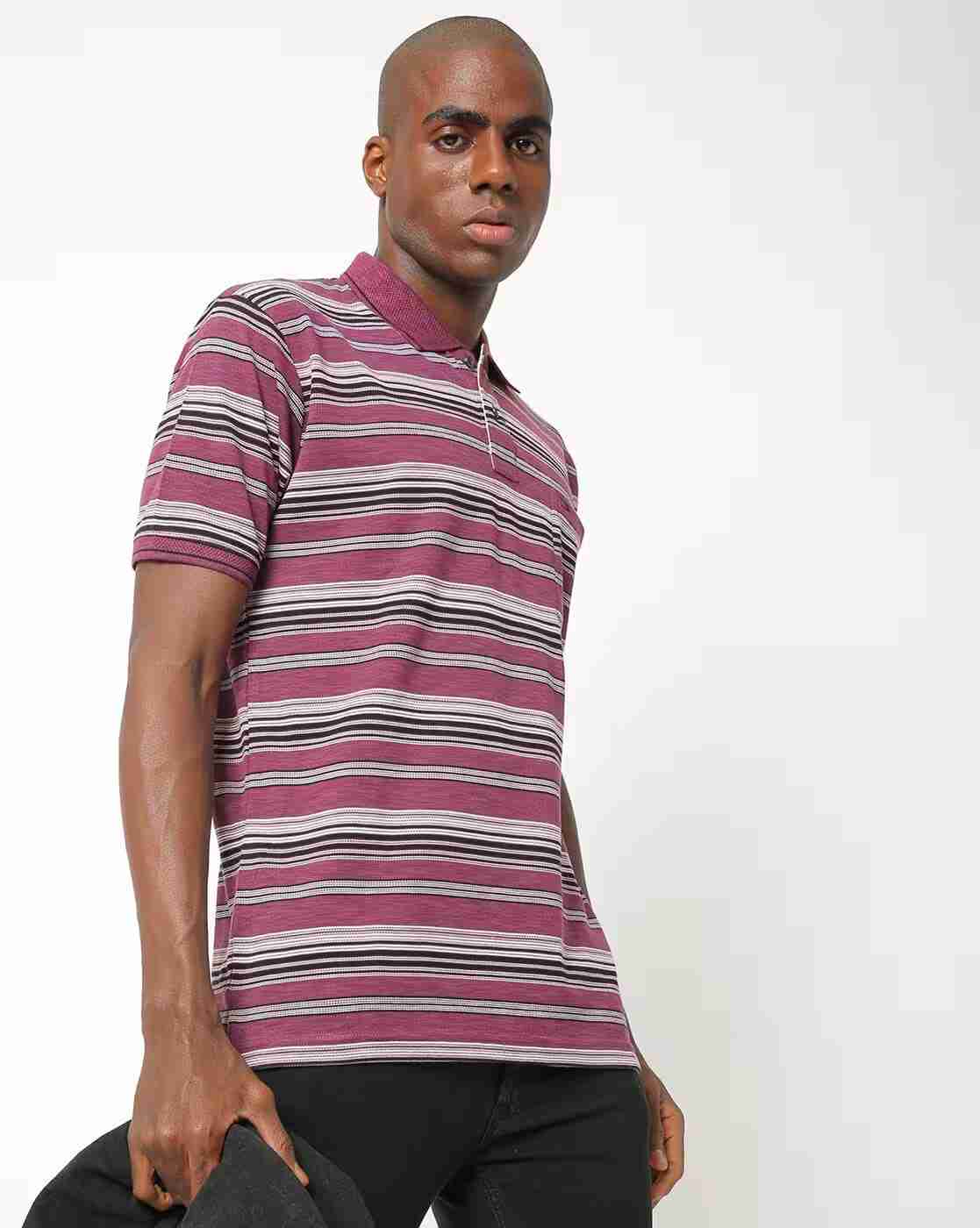 Striped Polo T-shirt with Patch Pocket