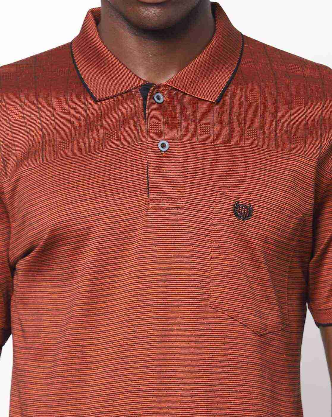 DUKE | Striped Polo T-shirt with Patch Pocket|2
