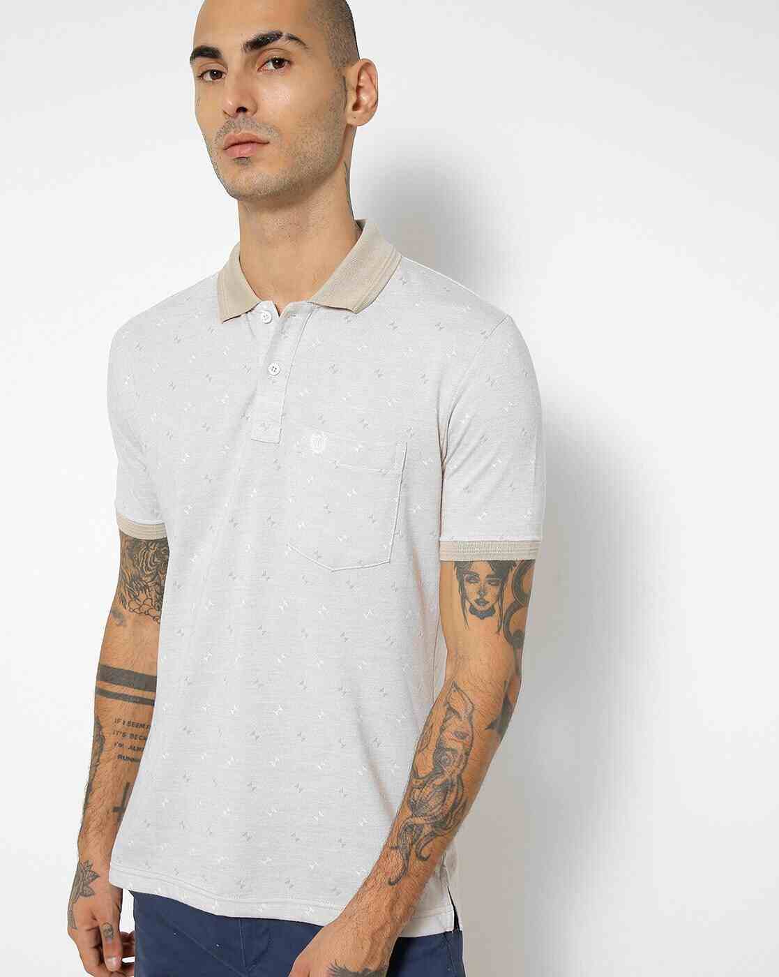 Textured Polo T-shirt with Patch Pocket