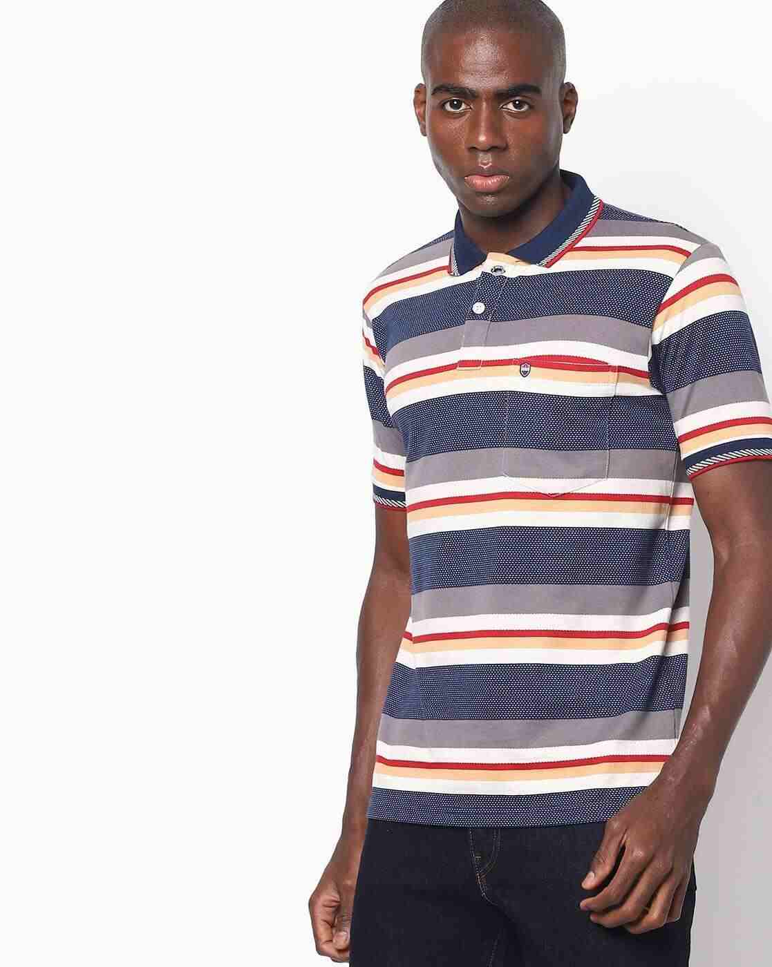 DUKE | Striped Polo T-shirt with Patch Pocket|0