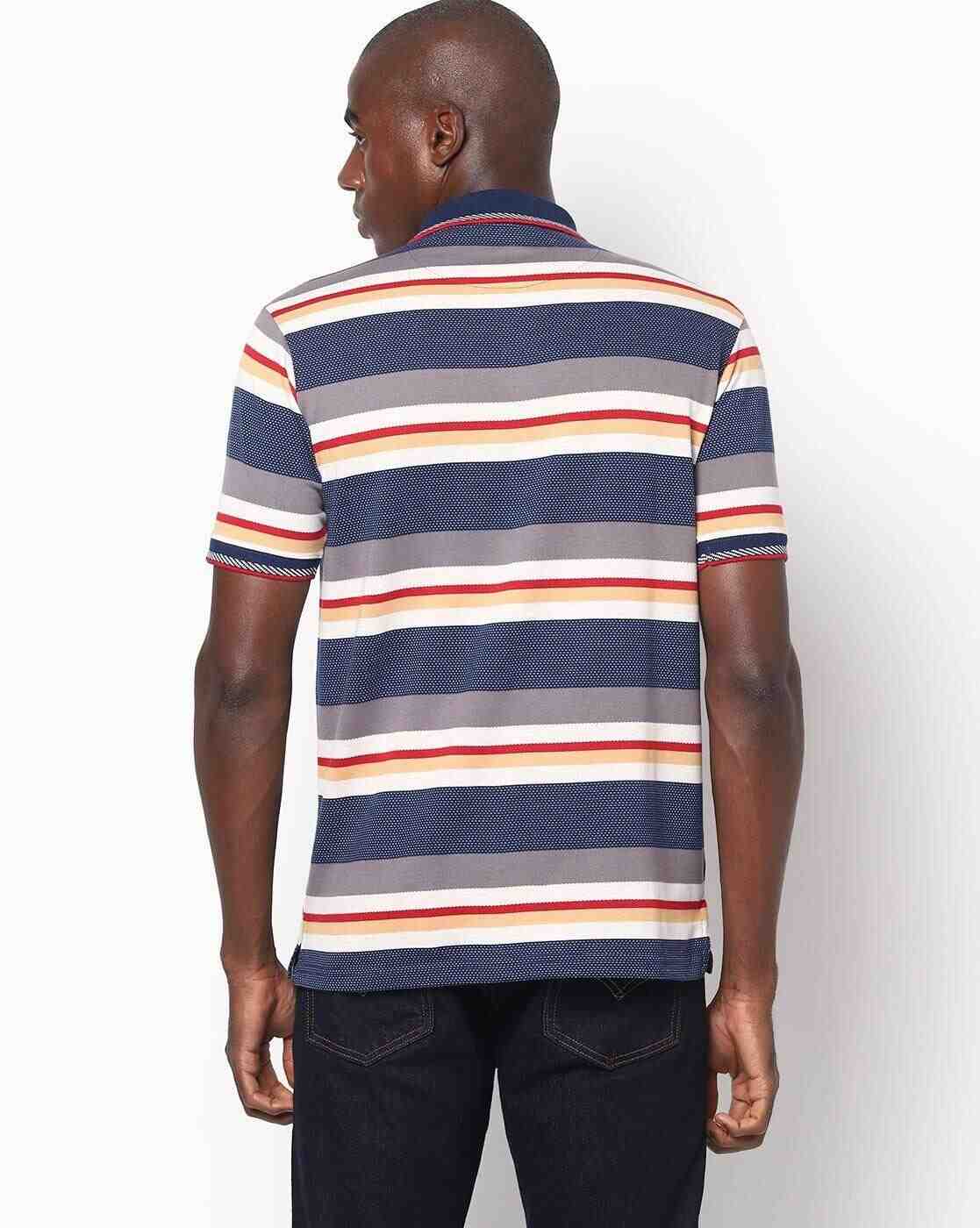 DUKE | Striped Polo T-shirt with Patch Pocket|1