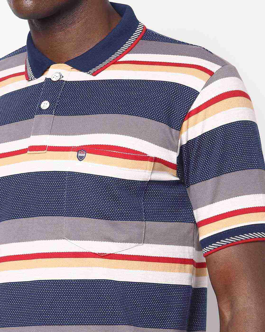 DUKE | Striped Polo T-shirt with Patch Pocket|3