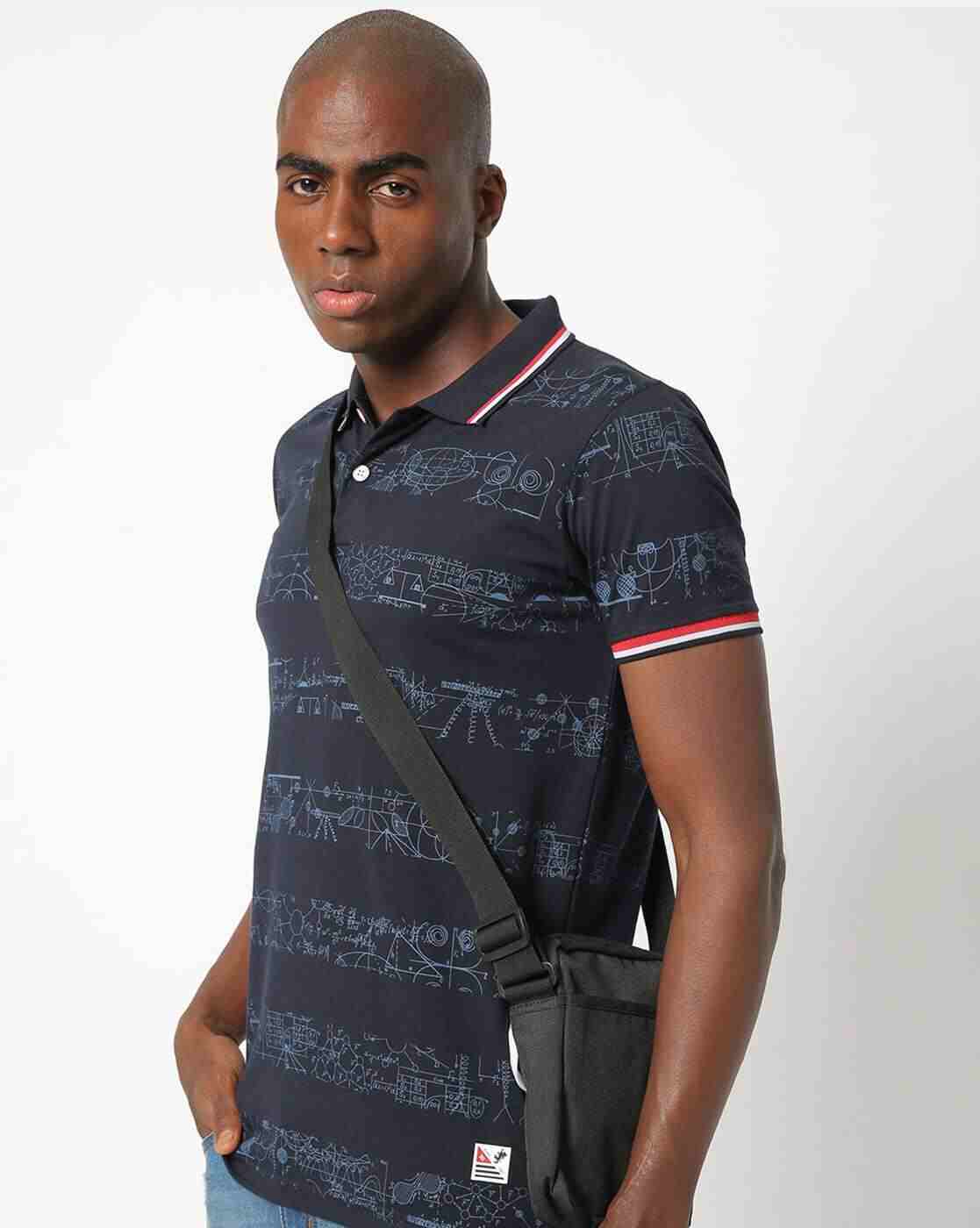 Diagram Print Slim Fit Polo T-shirt