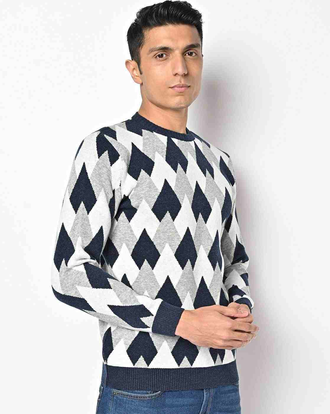 Geometric Print Crew-Neck Pullover